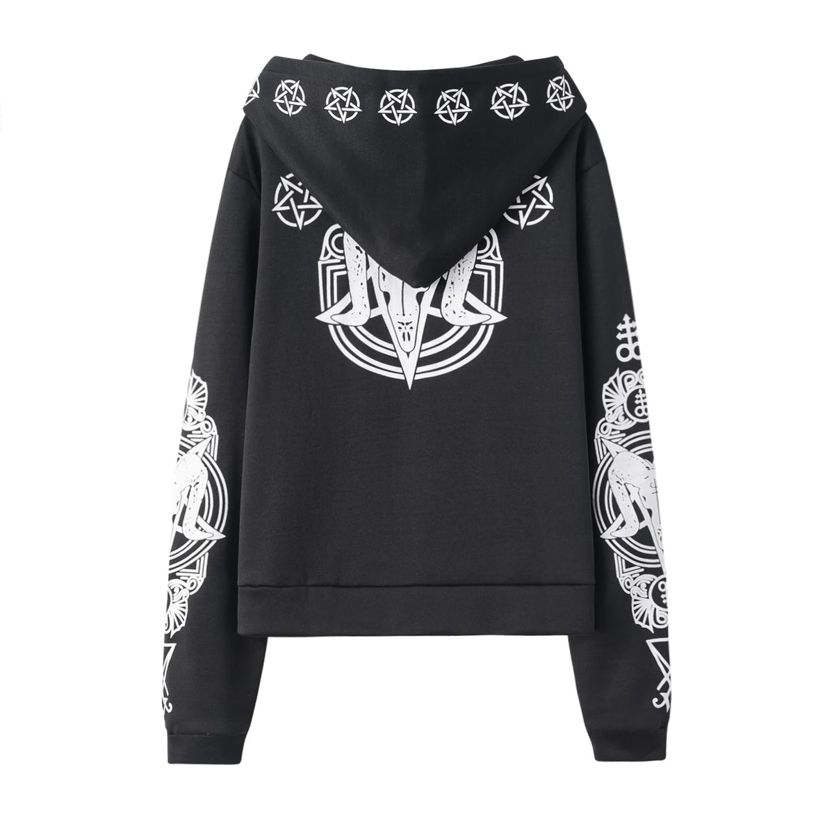 Black Punk Sheep Head Moon Print Hoodie