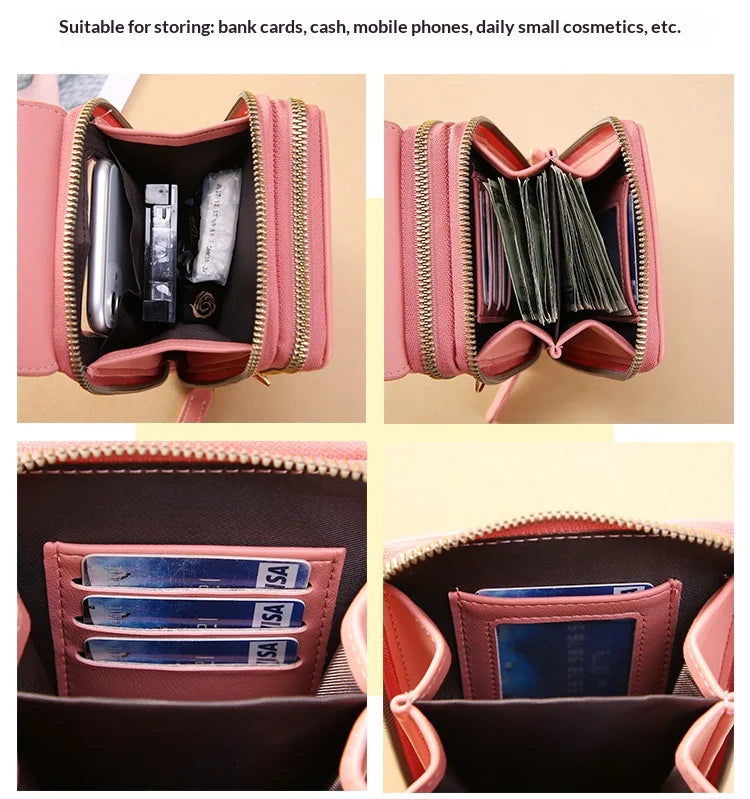 Women Touchscreen PU Leather Crossbody Phone Bag