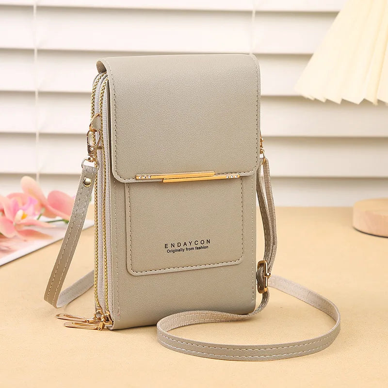 Women Touchscreen PU Leather Crossbody Phone Bag