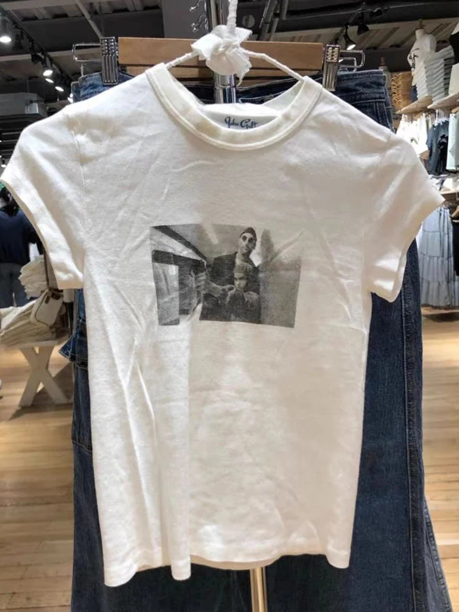 Vintage Graphic Print Slim T-Shirt