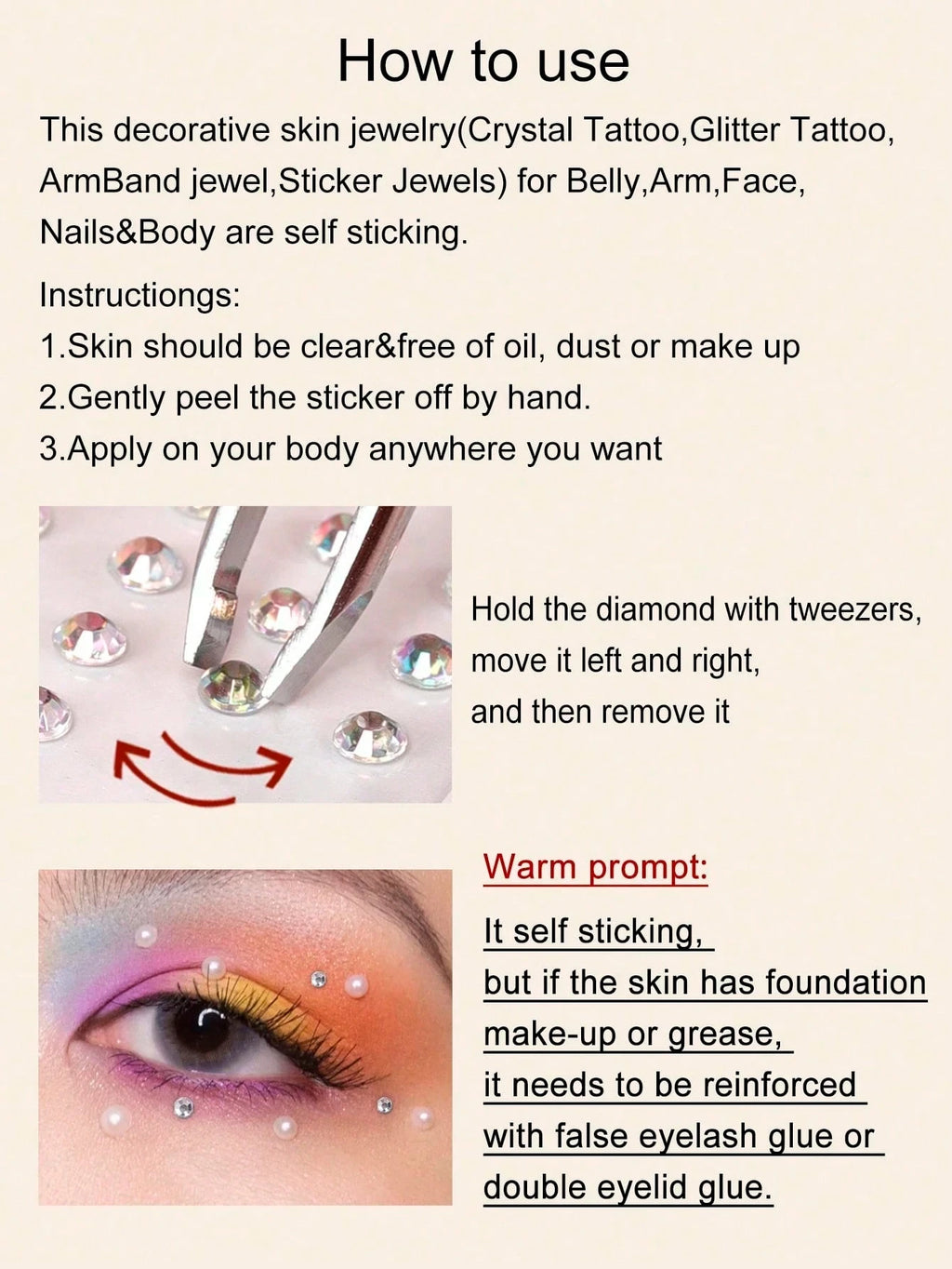 Gold Face Gems Glitter Body Stickers
