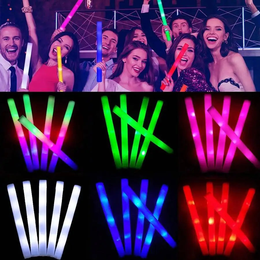 30Pcs Foam Glow Sticks with 3 Modes