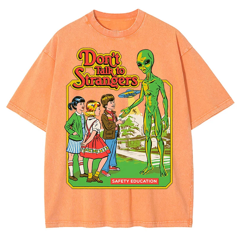 Cartoon Alien Print Cotton T-Shirt