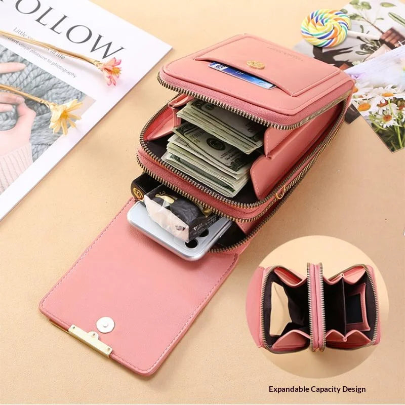 Women Touchscreen PU Leather Crossbody Phone Bag