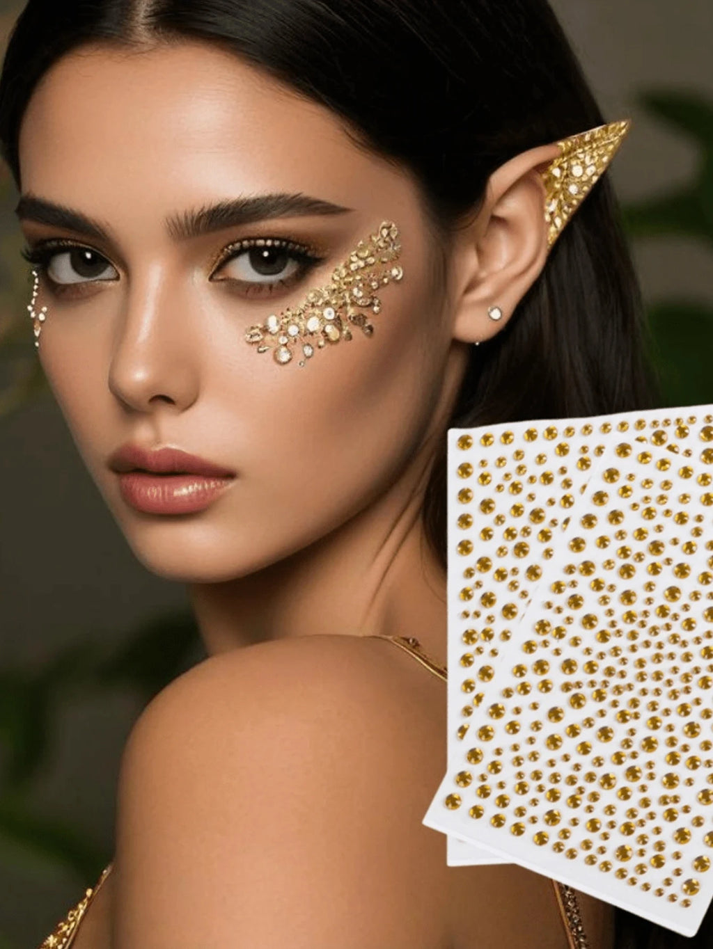 Gold Face Gems Glitter Body Stickers