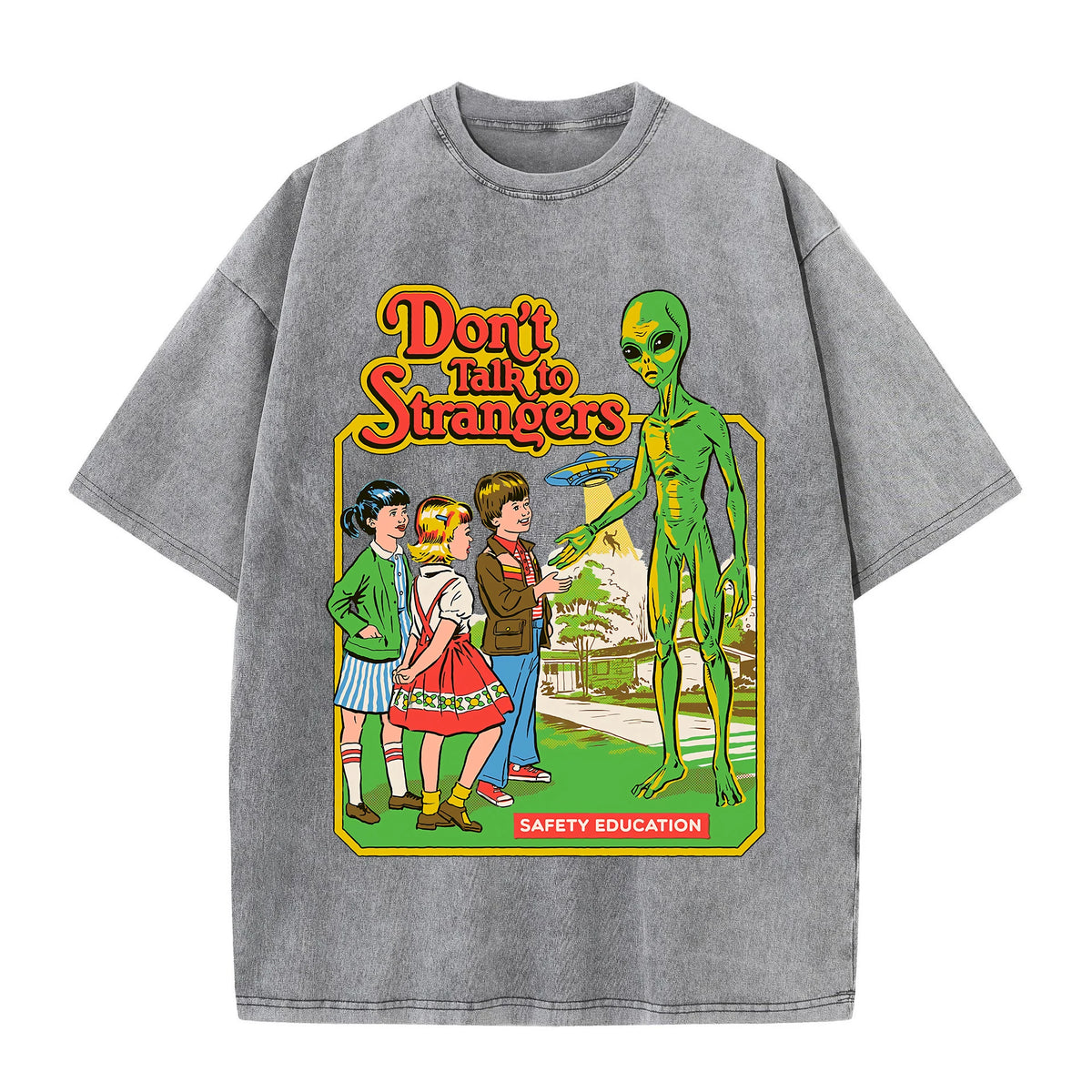 Cartoon Alien Print Cotton T-Shirt