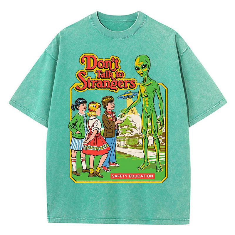 Cartoon Alien Print Cotton T-Shirt