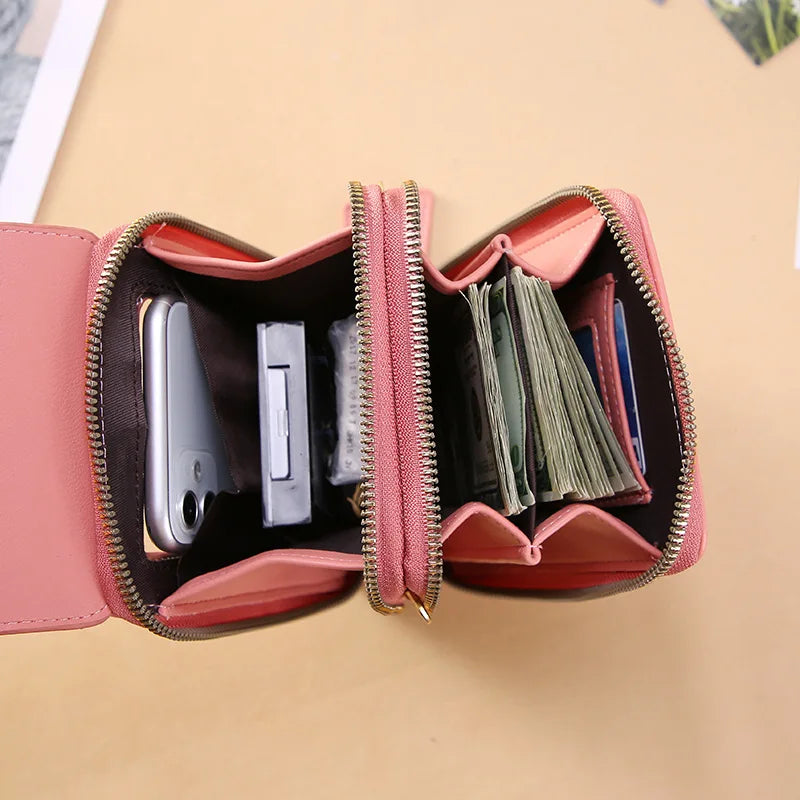 Women Touchscreen PU Leather Crossbody Phone Bag