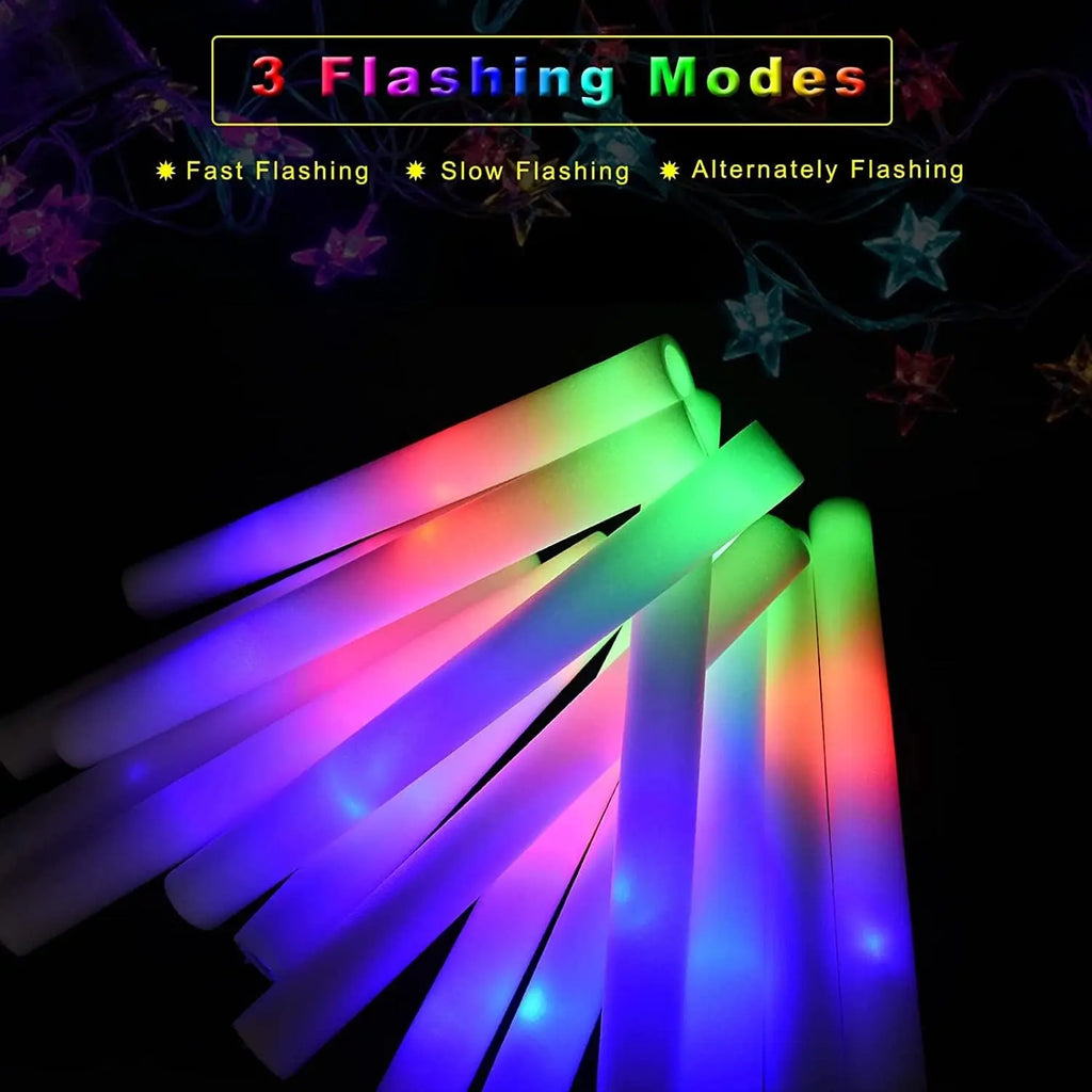 30Pcs Foam Glow Sticks with 3 Modes