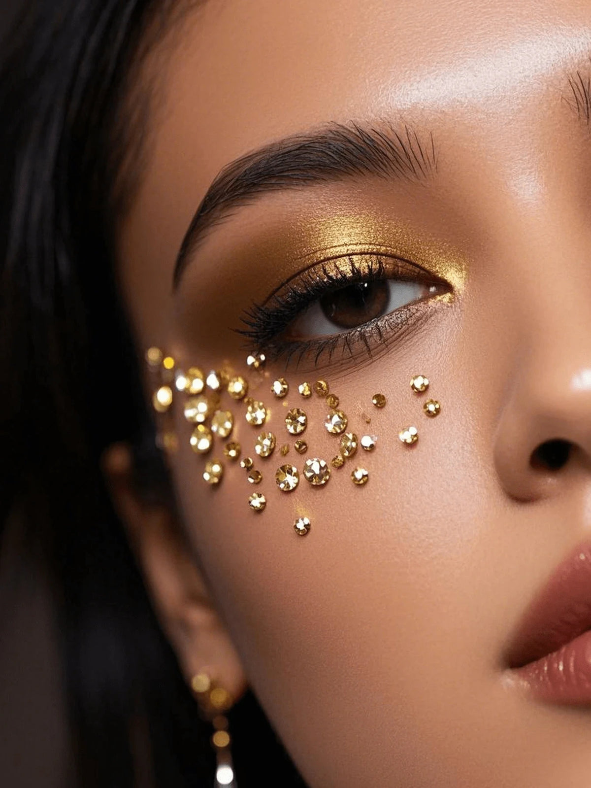 Gold Face Gems Glitter Body Stickers