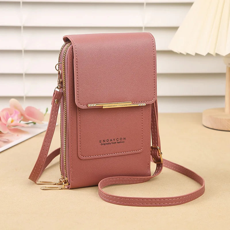 Women Touchscreen PU Leather Crossbody Phone Bag
