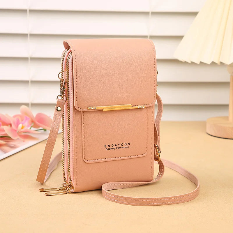 Women Touchscreen PU Leather Crossbody Phone Bag